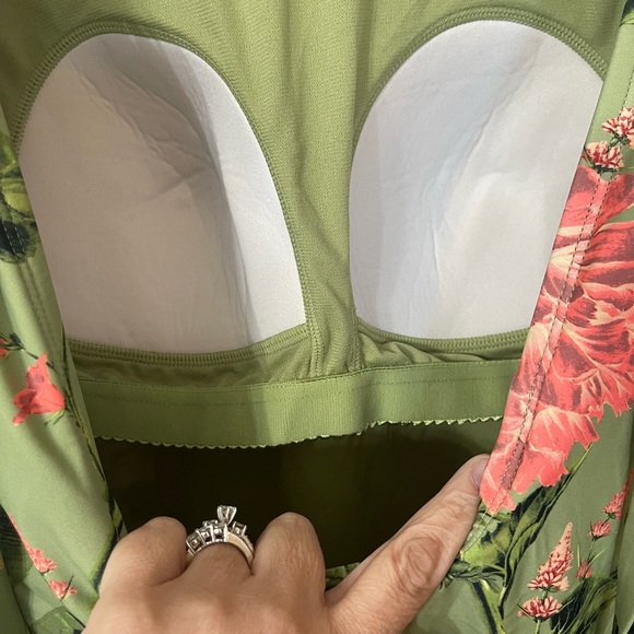 Nwt Women's 1X Peony Print Long Sleeve One Piece Swimsuit body suit Aguabendita - Picture 3 of 6